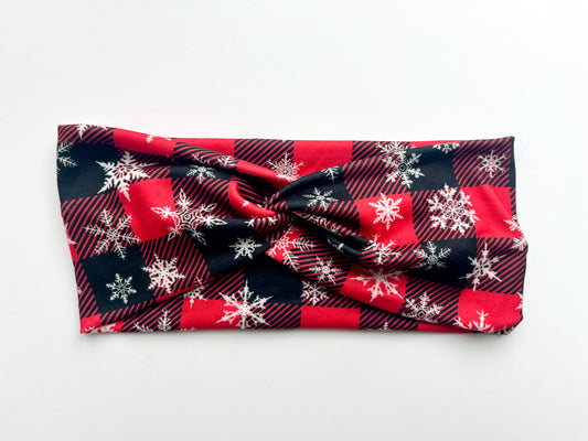 Knotted Headband- Christmas Plaid