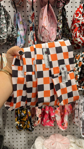 Wide Headband- Halloween Checkered