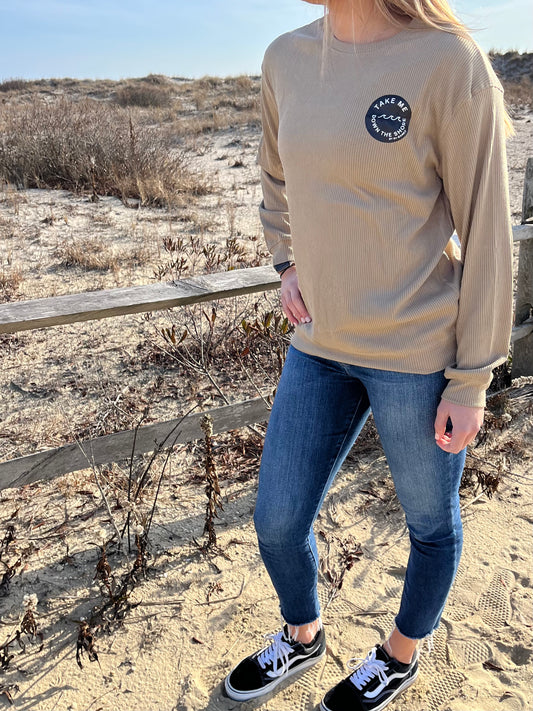 Corded Crewneck- NEW Camel