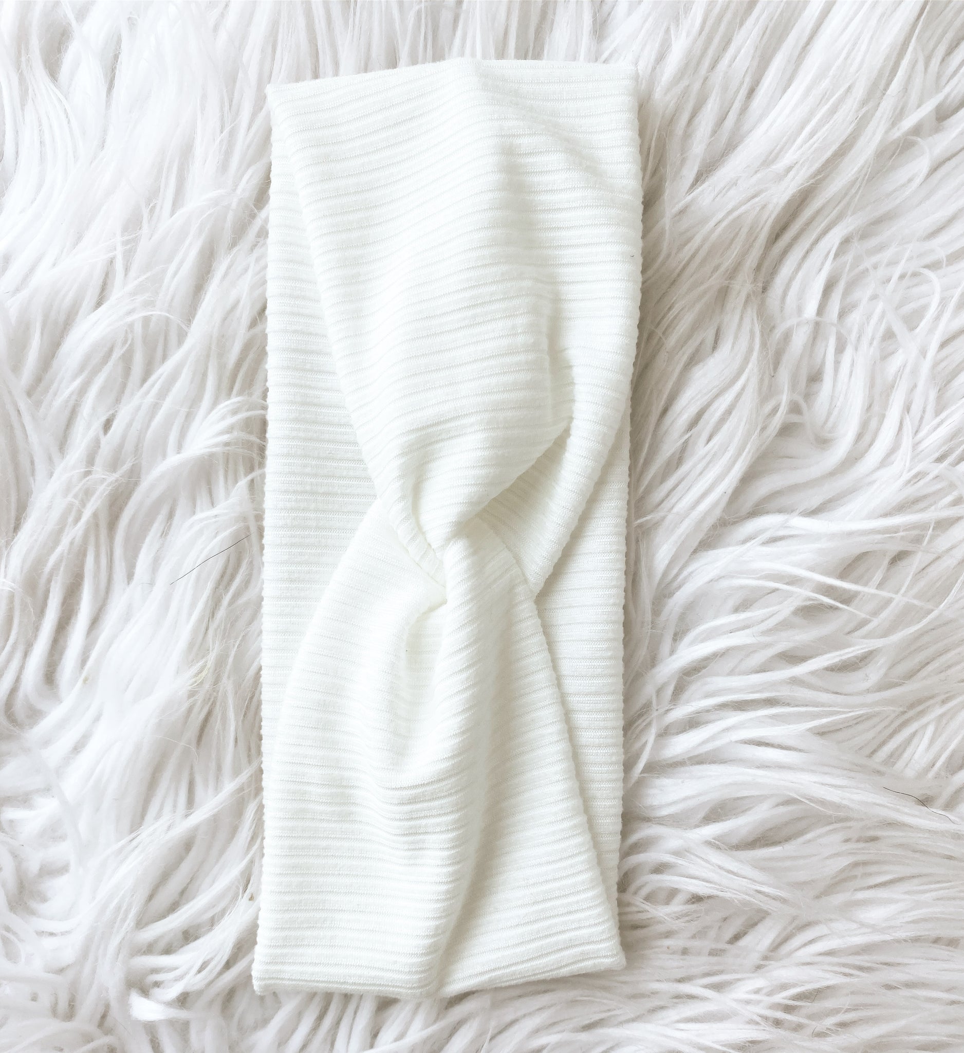 Knotted Ribbed Headband-White