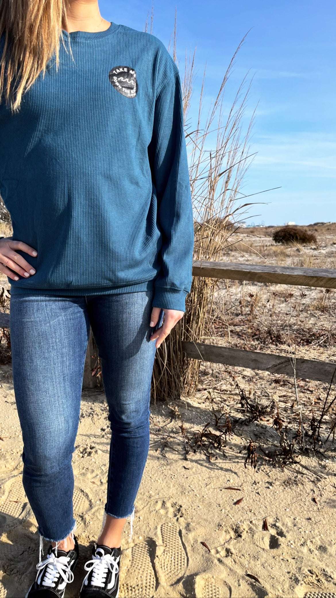 Corded Crewneck- NEW Coastal Blue